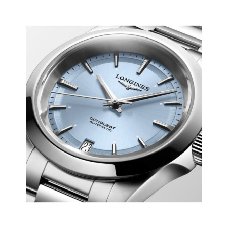 Reloj Longines Conquest L3.430.4.92.6. Género: Mujer. Material: Acero. Tamaño: De 32mm a 38mm. Correa: Acero. Color esfera: Azul. Estilo: Casual,Cocktail. Movimiento: Automático. Características técnicas: Hora y segundero,Calendario,Reserva de marcha