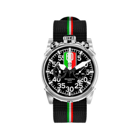 Reloj Scuderia Touring CS10125. Género: Hombre. Material: Acero. Tamaño: De 43mm a 46mm. Correa: Nato. Color esfera: Negro. Estilo: Deportivo,Aviador. Movimiento: Cuarzo. Características técnicas: Cronógrafo,Hora y segundero,Calendario