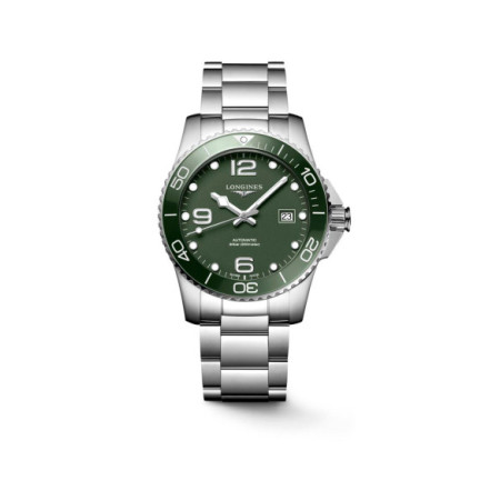 Reloj Longines Hydroconquest L3.781.4.06.6. Género: Hombre. Material: Cerámica,Acero. Tamaño: De 39mm a 42mm. Correa: Acero. Color esfera: Verde. Estilo: Deportivo. Movimiento: Automático. Características técnicas: Calendario,Reserva de marcha,Hora y segundero