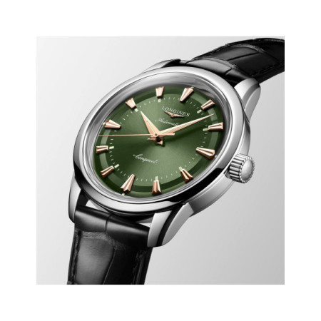 Reloj Longines Conquest Heritage L1.649.4.02.2. Género: Mujer,Hombre. Material: Acero. Tamaño: De 32mm a 38mm. Correa: Piel. Color esfera: Verde. Estilo: Cocktail,Casual. Movimiento: Automático. Características técnicas: Hora y segundero,Reserva de marcha