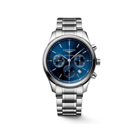 Reloj Longines Master Collection Chronograph L2.759.4.92.6. Género: Hombre. Material: Acero. Tamaño: De 39mm a 42mm. Correa: Acero. Color esfera: Azul. Estilo: Cocktail. Movimiento: Automático. Características técnicas: Hora y segundero,Calendario,Reserva de marcha,Cronógrafo