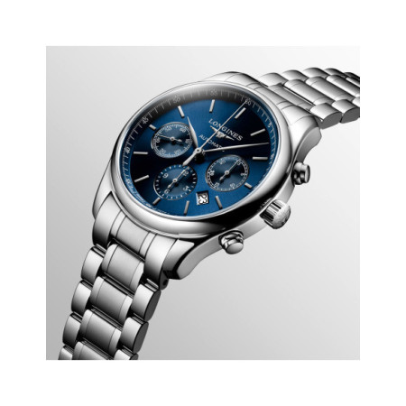 Reloj Longines Master Collection Chronograph L2.759.4.92.6. Género: Hombre. Material: Acero. Tamaño: De 39mm a 42mm. Correa: Acero. Color esfera: Azul. Estilo: Cocktail. Movimiento: Automático. Características técnicas: Hora y segundero,Calendario,Reserva de marcha,Cronógrafo
