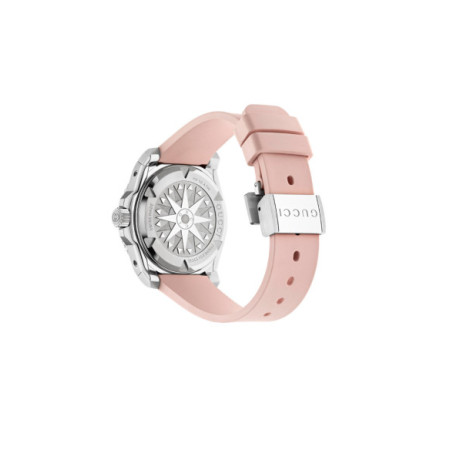 Reloj Gucci Dive YA136408. Género: Mujer. Material: Acero. Tamaño: De 32mm a 38mm. Correa: Caucho. Color esfera: Rosa. Estilo: Deportivo. Movimiento: Automático. Características técnicas: Hora y segundero,Reserva de marcha