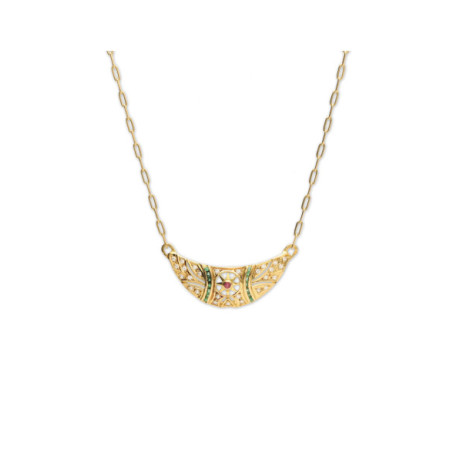 Gargantilla Oro Amarillo, Rubí, Esmeraldas Y Circonitas. Género: Mujer. Material: Oro amarillo. Piedras: Esmeraldas,Rubies,Circonitas