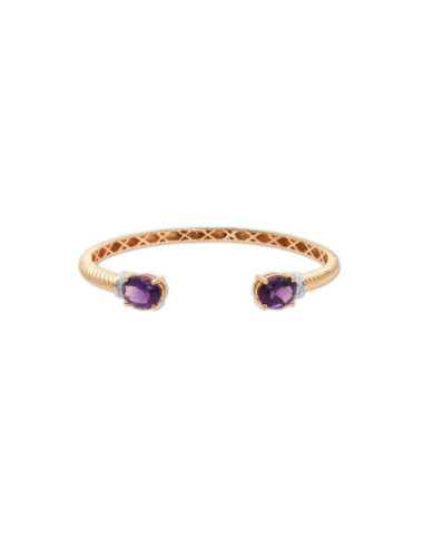 Pulsera Oro Rosa-Blanco, Amatistas Y Diamantes