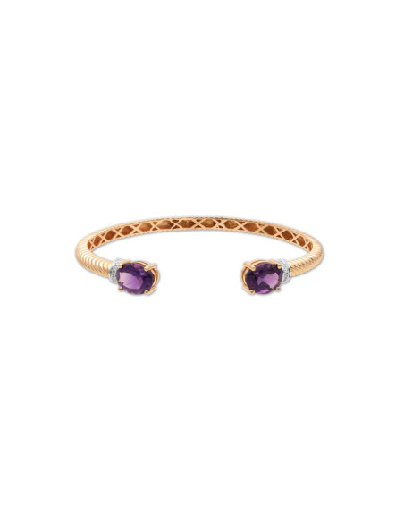 Pulsera Oro Rosa-Blanco, Amatistas Y Diamantes