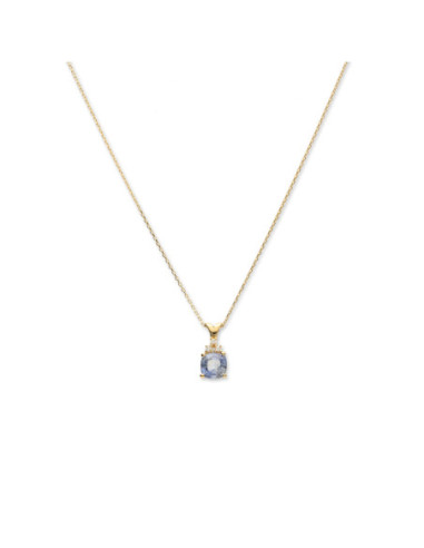 Cadena-Colgante Oro Amarillo, Zafiro Y Diamantes