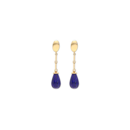 Pendientes Oro Amarillo, Diamantes Y Lapislázuli. Género: Mujer. Material: Oro amarillo. Piedras: Diamantes,Laspislazuli