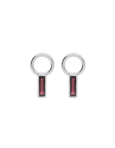 Pendientes Oro Blanco Y Granate