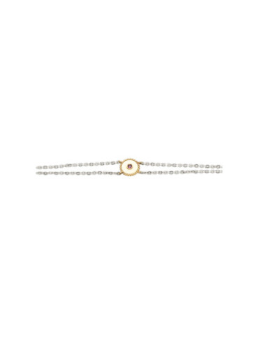 Pulsera Oro Amarillo-Blanco Con Zafiro Y Rubí