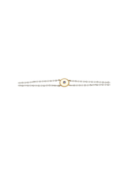Pulsera Oro Amarillo-Blanco Con Zafiro Y Rubí