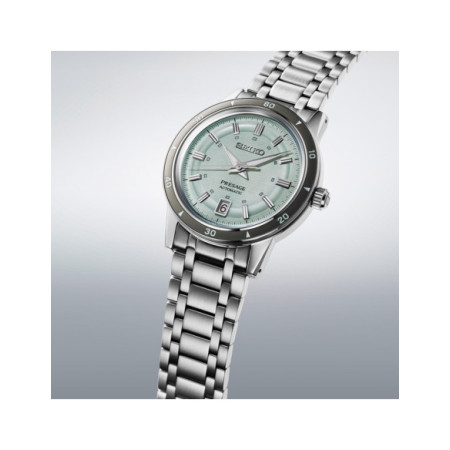 Reloj Seiko Presage SRPL71J1. Género: Hombre. Material: Acero. Tamaño: De 39mm a 42mm. Correa: Acero. Color esfera: Verde. Estilo: Cocktail. Movimiento: Automático. Características técnicas: Hora y segundero,Calendario,Reserva de marcha