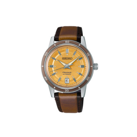 Reloj Seiko Presage SRPL75J1. Género: Hombre. Material: Acero. Tamaño: De 39mm a 42mm. Correa: Piel. Color esfera: Dorada. Estilo: Casual. Movimiento: Automático. Características técnicas: Hora y segundero,Calendario,Reserva de marcha
