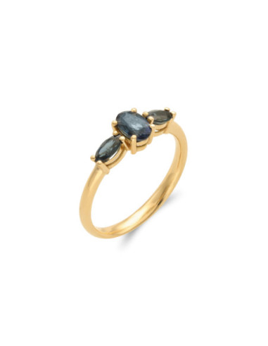 Anillo Oro Amarillo Y Zafiros