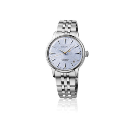 Reloj Seiko Presage Cocktail Time SRPL61J1. Género: Mujer. Material: Acero. Tamaño: De 32mm a 38mm. Correa: Acero. Color esfera: Azul. Estilo: Cocktail. Movimiento: Automático. Características técnicas: Hora y segundero,Calendario,Reserva de marcha