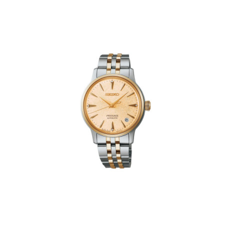 Reloj Seiko Presage Cocktail Time SRPL64J1. Género: Mujer. Material: Acero. Tamaño: De 32mm a 38mm. Correa: Acero. Color esfera: Dorada. Estilo: Cocktail. Movimiento: Automático. Características técnicas: Hora y segundero,Calendario,Reserva de marcha