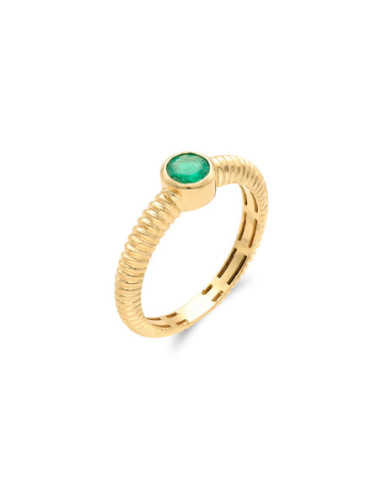 Anillo Oro Amarillo Y Esmeralda