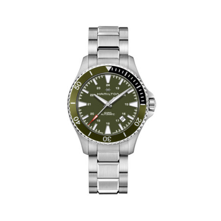 Reloj Hamilton Khaki Navy Scuba H82375161. Género: Hombre. Material: Acero. Tamaño: De 39mm a 42mm. Correa: Acero. Color esfera: Verde. Estilo: Casual. Movimiento: Automático. Características técnicas: Hora y segundero,Calendario,Reserva de marcha
