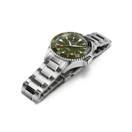 Reloj Hamilton Khaki Navy Scuba H82375161. Género: Hombre. Material: Acero. Tamaño: De 39mm a 42mm. Correa: Acero. Color esfera: Verde. Estilo: Casual. Movimiento: Automático. Características técnicas: Hora y segundero,Calendario,Reserva de marcha