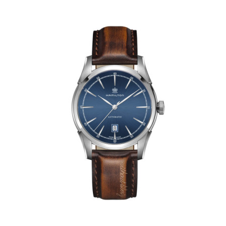 Reloj Hamilton American Classic Spirit of Liberty H42415541. Género: Hombre. Material: Acero. Tamaño: De 39mm a 42mm. Correa: Piel. Color esfera: Azul. Estilo: Casual,Clásico. Movimiento: Automático. Características técnicas: Reserva de marcha,Hora y segundero,Calendario