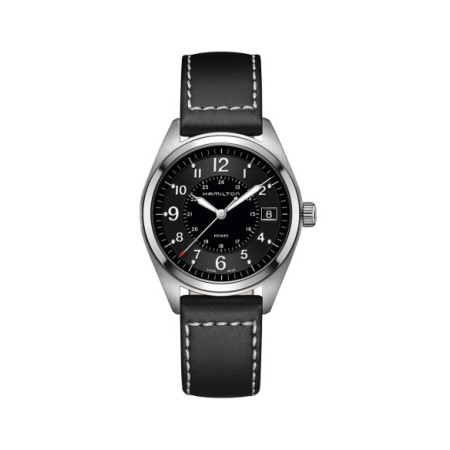 Reloj Hamilton Khaki Field Quartz H68551733. Género: Hombre. Material: Acero. Tamaño: De 39mm a 42mm. Correa: Piel. Color esfera: Negro. Estilo: Clásico,Cocktail. Movimiento: Cuarzo. Características técnicas: Hora y segundero,Calendario