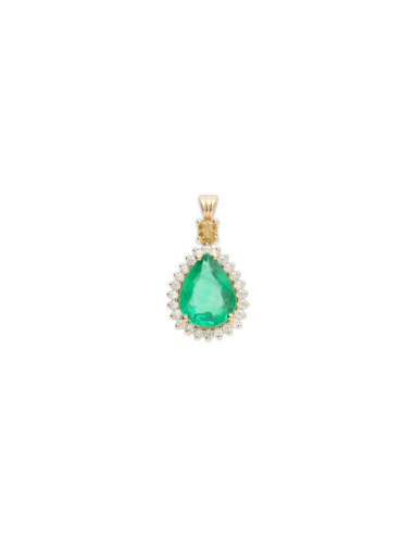 Colgante Oro Amarillo, Esmeralda Y Diamantes