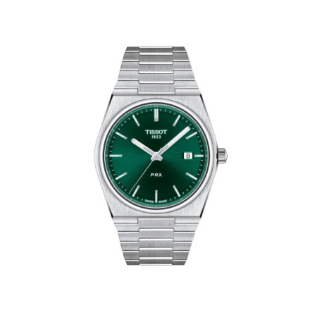 Reloj Tissot PRX T137.410.11.091.00. Género: Hombre. Material: Acero. Tamaño: De 39mm a 42mm. Correa: Acero. Color esfera: Verde. Estilo: Casual. Movimiento: Cuarzo. Características técnicas: Hora y segundero,Calendario