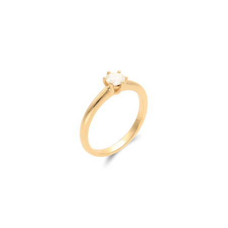 Anillo-Solitario Oro Amarillo Y Diamante. Género: Mujer. Material: Oro amarillo. Piedras: Diamantes