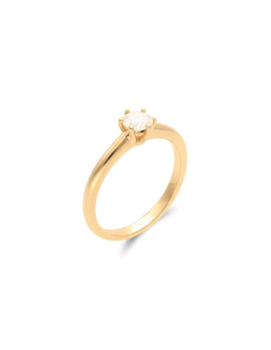 Anillo-Solitario Oro Amarillo Y Diamante