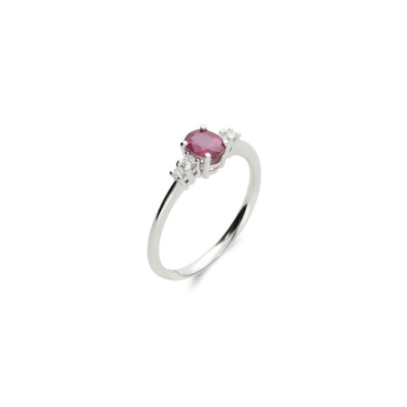 Anillo Oro Blanco, Rubí Y Diamantes. Género: Mujer. Material: Oro blanco. Piedras: Diamantes,Rubies