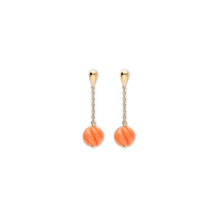 Pendientes Oro Amarillo Y Coral. Género: Mujer. Material: Oro amarillo. Piedras: Coral
