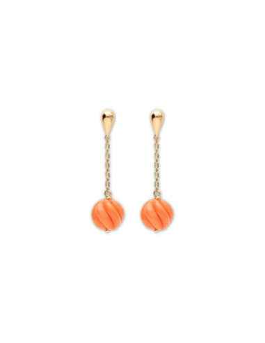Pendientes Oro Amarillo Y Coral