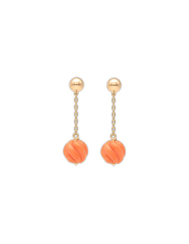 Pendientes Oro Amarillo Y Coral