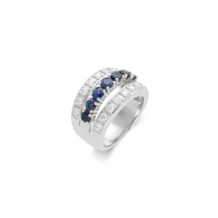 Anillo Oro Blanco, Zafiros Y Diamantes. Género: Mujer. Material: Oro blanco. Piedras: Diamantes,Zafiros