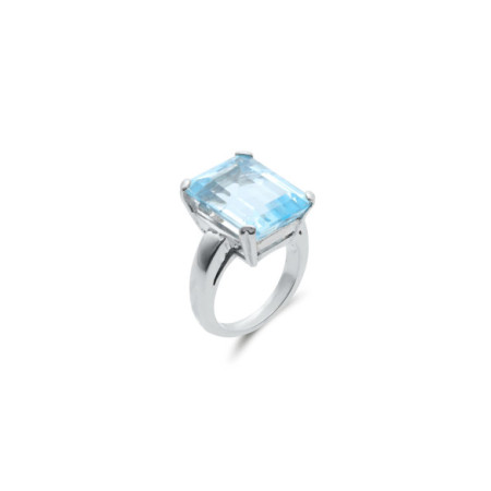 Anillo Oro Blanco Y Topacio. Género: Mujer. Material: Oro blanco. Piedras: Topacio azul