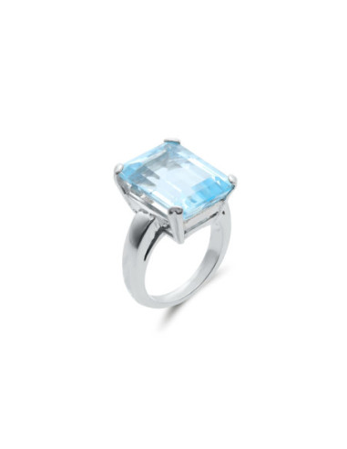 Anillo Oro Blanco Y Topacio