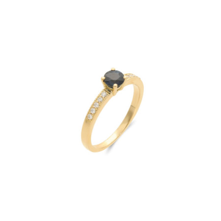 Anillo Oro Amarillo, Zafiro Y Diamantes. Género: Mujer. Material: Oro amarillo. Piedras: Diamantes,Zafiros