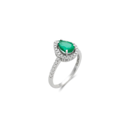 Anillo Oro Blanco, Esmeralda Y Diamantes. Género: Mujer. Material: Oro blanco. Piedras: Diamantes,Esmeraldas