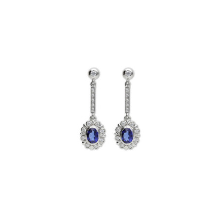 Pendientes Plata, Circonitas Y Piedra Azul. Género: Mujer. Material: Plata. Piedras: Otras gemas,Circonitas
