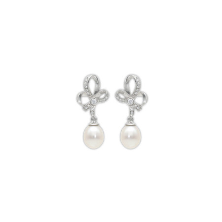 Pendientes Plata, Circonitas Y Perla. Género: Mujer. Material: Plata. Piedras: Perlas
