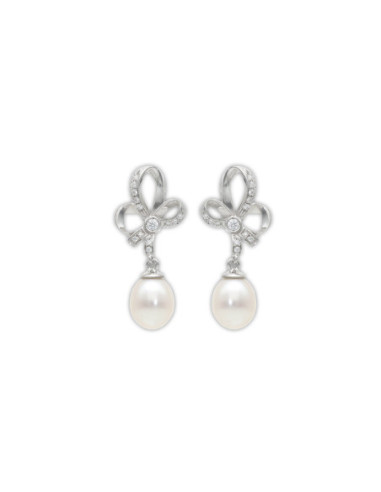 Pendientes Plata, Circonitas Y Perla