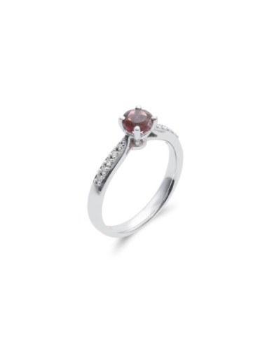 Anillo Oro Blanco, Turmalina Y Diamantes