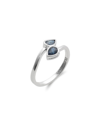 Anillo Oro Blanco Y Zafiros
