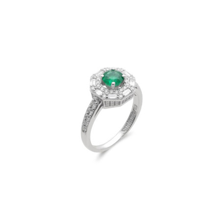 Anillo Oro Blanco, Esmeralda Y Diamantes. Género: Mujer. Material: Oro blanco. Piedras: Diamantes,Esmeraldas