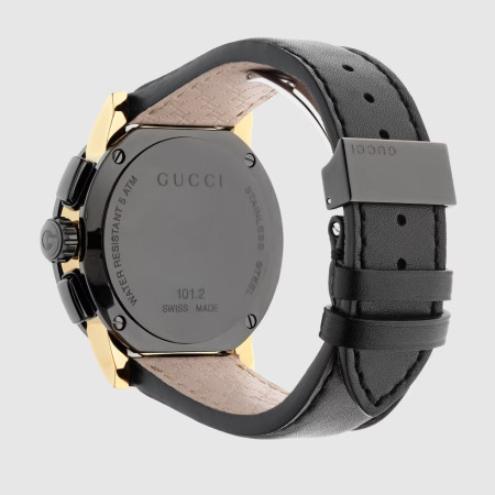 Reloj Gucci G-Chrono YA101203. Género: Hombre. Material: Acero. Tamaño: De 43mm a 46mm. Correa: Piel. Color esfera: Negro. Estilo: Casual. Movimiento: Cuarzo. Características técnicas: Hora y segundero,Cronógrafo