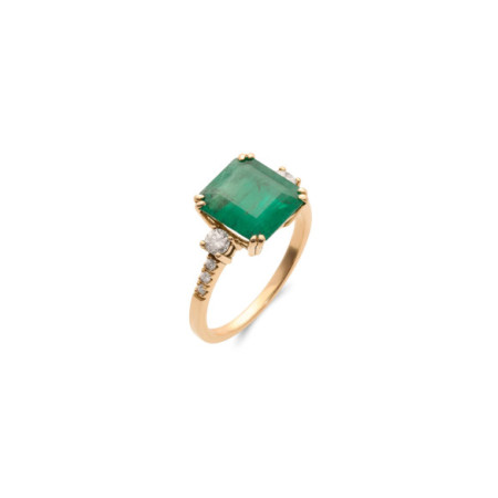 Anillo Oro Amarillo, Emeralda Y Diamantes. Género: Mujer. Material: Oro amarillo. Piedras: Diamantes,Esmeraldas
