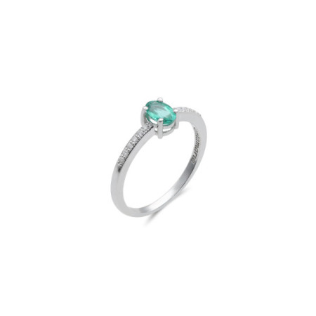 Anillo Oro Blanco, Esmeralda Y Diamantes. Género: Mujer. Material: Oro blanco. Piedras: Diamantes,Esmeraldas