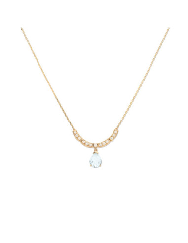 Gargantilla Oro Amarillo, Aguamarina Y Diamantes