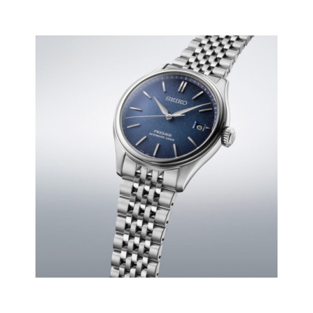 Reloj Seiko Presage Classic Series SPB525J1. Género: Hombre. Material: Acero. Tamaño: De 39mm a 42mm. Correa: Acero. Color esfera: Azul. Estilo: Cocktail. Movimiento: Automático. Características técnicas: Calendario,Hora y segundero