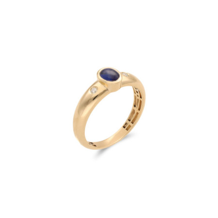 Anillo Oro Amarillo, Zafiro Y Diamantes. Género: Mujer. Material: Oro amarillo. Piedras: Diamantes,Zafiros